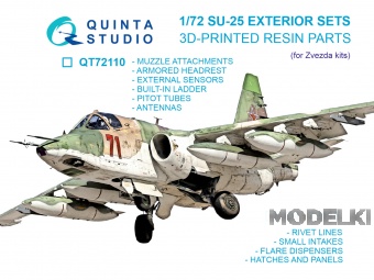 1:72 Набор экстерьера Су-25, ч.2: Панели и Лючки, Клепочные ряды, малые Воздухозаборники, Кассеты ЛТЦ (Звезда) - QT+72115