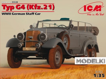1:35 Сборная модель Германский штабной автомобиль IIМВ, Typ G4 (Kfz.21), WWII German StaffCar - 35538