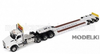 1:50 KENWORTH T880 SBFA Tridem седельный тягач с колесной формулой 8x4 и низкорамным полуприцепом Trail King (2014), белый - 71139