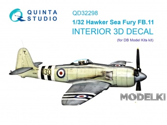 1:32 3D Декаль интерьера кабины Hawker Sea Fury FB.11 (DBMK) - QD32298
