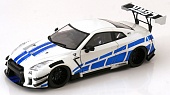 1:18 NISSAN GT-R R35 LBWK Body Kit Type 2 0 (2024), whitemetallic blau metal liv - S1805816