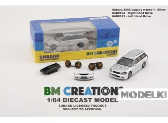 1:64 SUBARU Legacy E-tune II (2002) (праворульный) серебристый, с дополнениями - 64B0162RHD