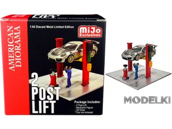1:64 Фигурки и автоподъёмник 2 Post Lift with Oil Drain Red - 38375