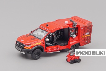 1:64 SCDF Light Fire Attack Vehicle (6th Gen) with robot, red - MCCITY64-LF6G63