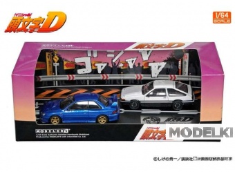 1:64 Initial D Set Vol. 22 Takumi Fujiwara Toreno (AE86) & Bunta Fujiwara Impreza (GC8), blue / white - MD64222