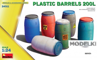 1:24 Сборная модель пластиковые бочки 200л /Plastic Barrels 200l - 24011
