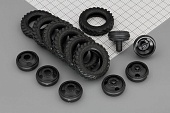 1:43 Резина, диски для Горький 53 (К-55А), компл. из 7 колес - XR-152